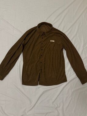Reyes Long Sleeve Shirt Brown Soft Cotton Casual Streetwear Medium